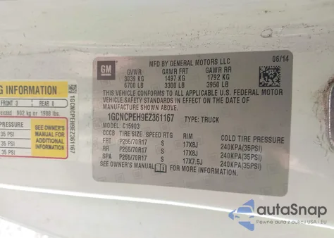 2014 Chevrolet Silverado Work Truck 1Wt from USA, damaged, VIN 1GCNCPEH9EZ361167